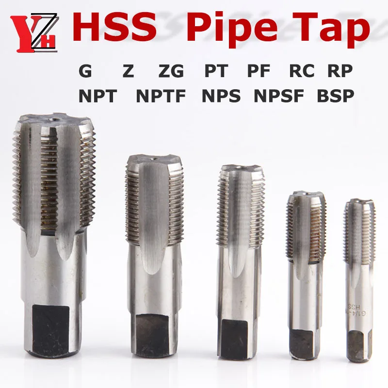 Rubinetto per tubo HSS 1/16 1/8 1/4 3/8 1/2 3/4 1.1/4 1.1/2 1 pollice 2 pollici Utensili per filettatura per rubinetto a vite metrico G ZG Z RP RC NPT PT BSP NPSF NPTF