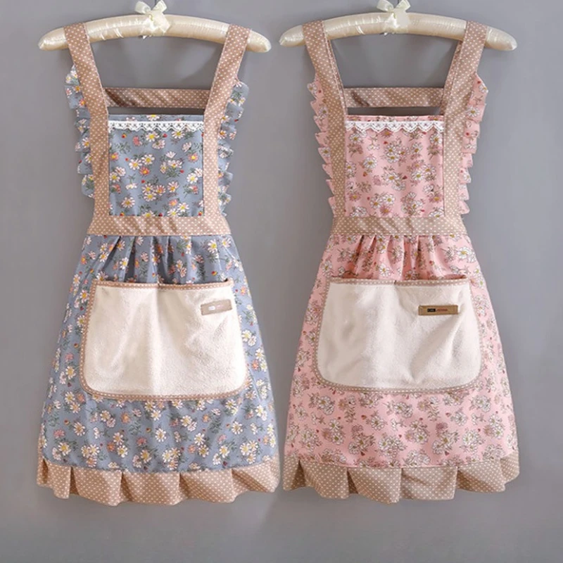 Niedliche Schürze mit Aufdruck und Taschen, Back- und Küchenschürzen zum Kochen, Verstellbare Träger, Schürzen zum Malen und Reinigen Image