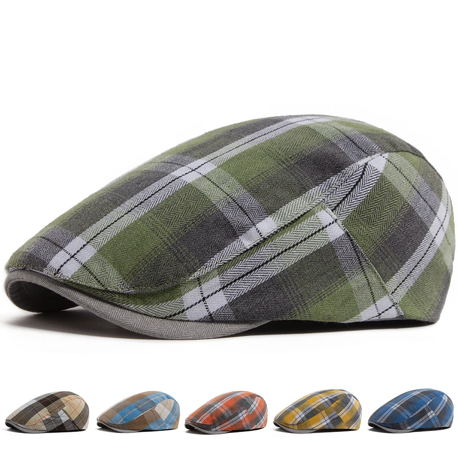 Sommer Plaid Dünne Baskenmütze Frauen Männer Mode Vintage Visier Hut Casual Weibliche Newsboy Caps Retro Flache Kappe Für Frühling Herbst Neue Image