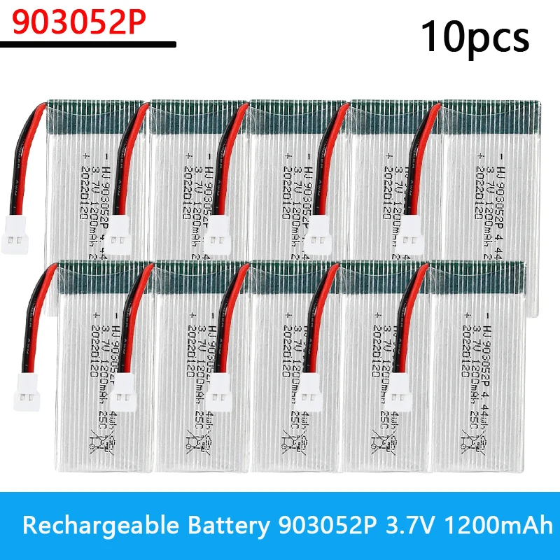 10 Stück 3,7 V 1200 mAh wiederaufladbare Batterie kompatibel für 903052P Quadcopter Drohnenzubehör Ersatzteile über Batterie Image