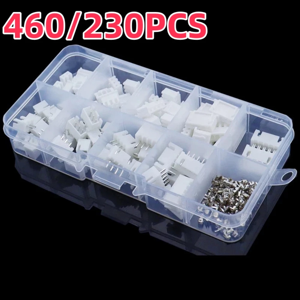 460/230-teiliges 2/3/4/5-poliges Stecker-Buchsen-Anschlusskit mit Gehäuse, Stiftleisten, JST XH-2.54 4-Value-Steckverbinder, Adapter, Abstandshalter und Anschlussblock Image