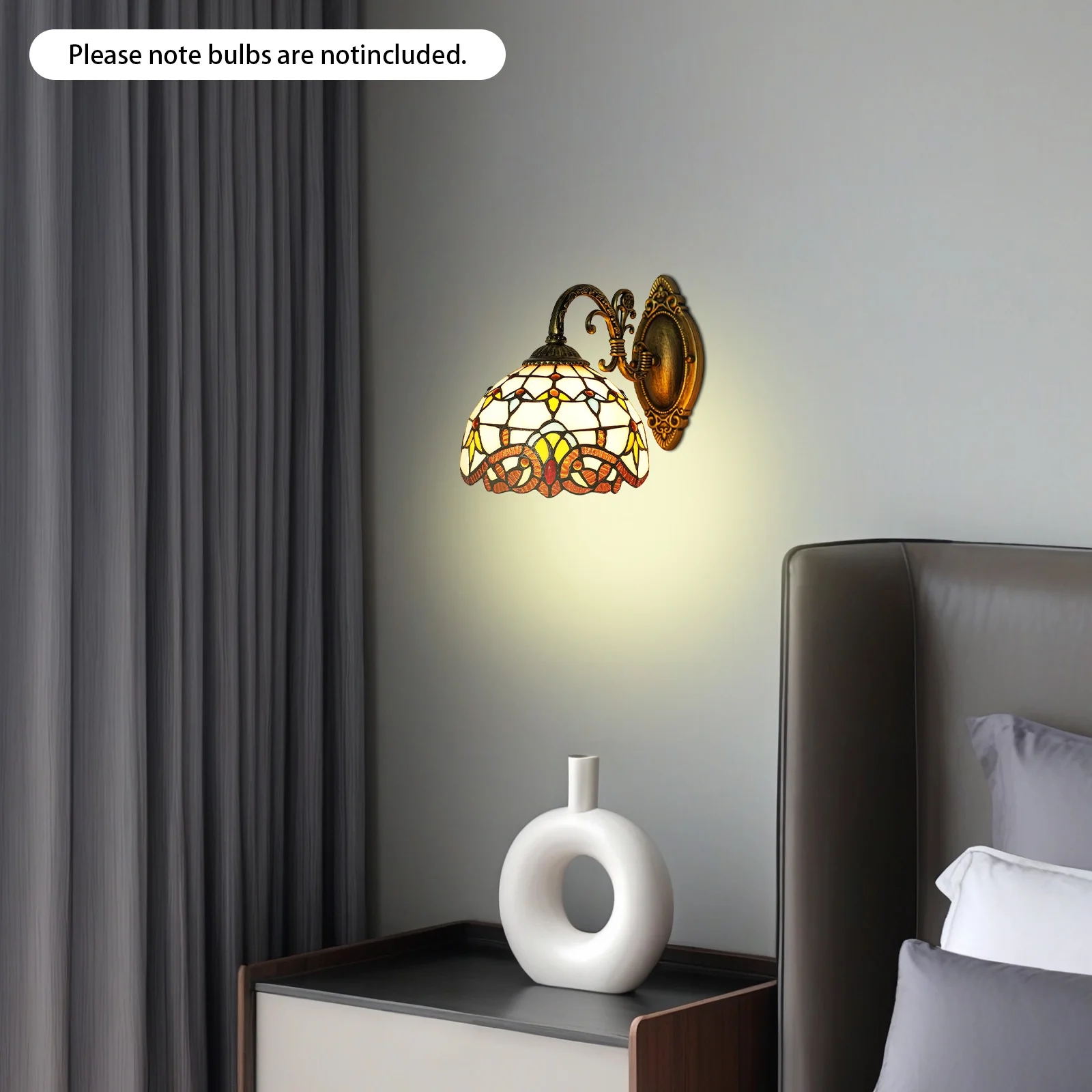 Wandleuchte, Barock-Stil Glas-Wandlampe mit Auf- und Abwärtslicht, E27-Fassung für Wohnzimmer Schlafzimmer Flur Korridor Beleuchtung Image