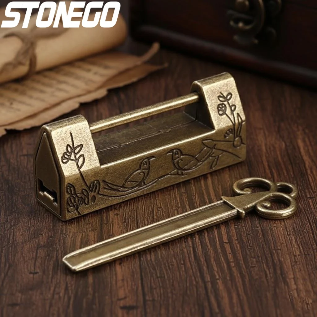 Retro Chinesisches Antikes Holzkästchen mit Schloss Vintage Koffer Schublade Schrank Heim-Deko Hardware Image