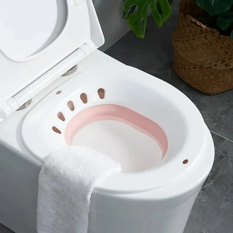 Zusammenklappbares Sitzbad-Set mit Spülungsschlauch zur Hämorrhoiden-Linderung und Wochenbett-Pflege für Frauen Image