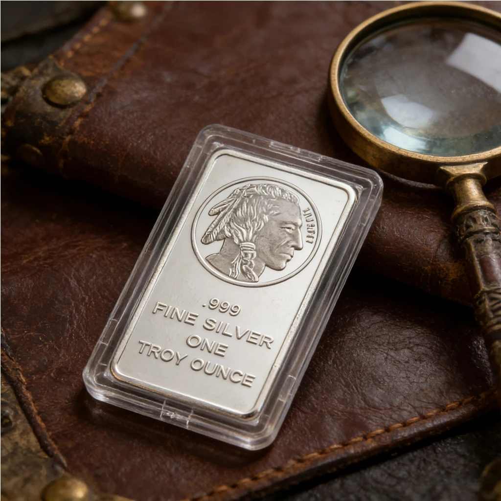 1 Unze Versilberte Buffalo Nickel Replik-Münze mit Indianerkopf Gedenkmedaille 5cm X 3cm Sammlerstück Geschenk mit Präsentationskapsel Image