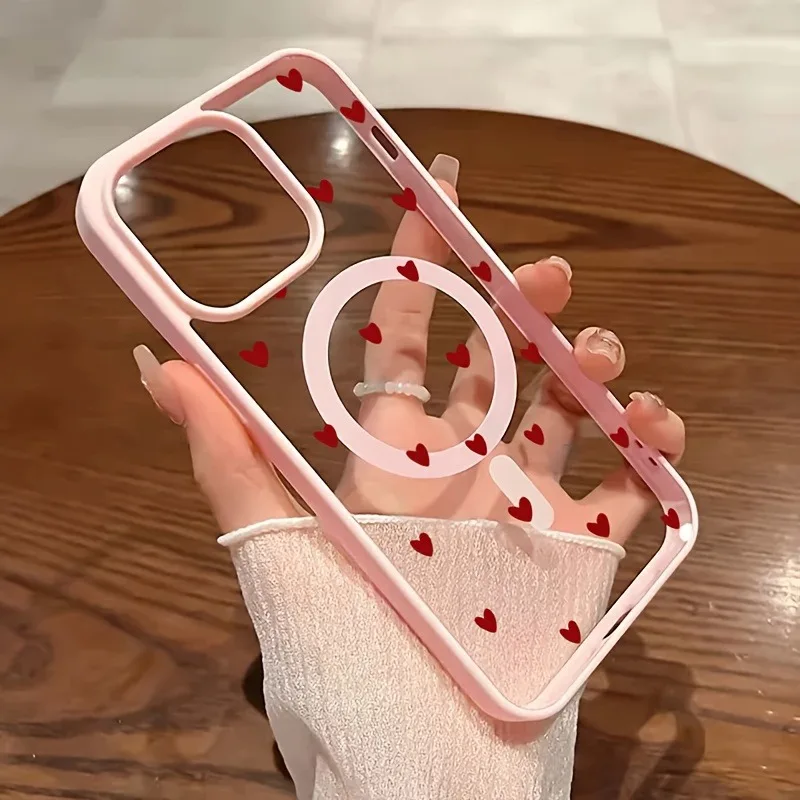 Hülle für iPhone 17 Pro Max Hüllen iPhone 16 Hülle Rotes Herz Handyhülle für iPhone 16 15 14 Plus 13 12 11 16E 17 Luftmagnetische Abdeckung Image