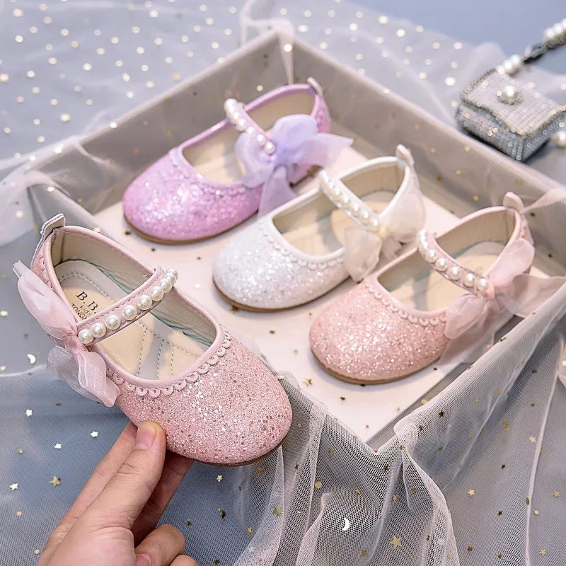 Hochzeitsshows Kinder-Mokassin-Schuhe 2025, Kinderschuhe, neue weiche, glänzende, niedliche Prinzessinnenschuhe für Party Image
