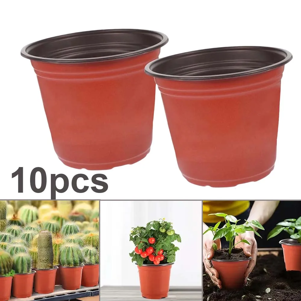 9-15 cm Kunststoff-Blumentopf mit Drainageloch, 10 Stück, Pflanzgefäß für Setzlinge, Gartenwachstumstopf für Zuhause, Balkon, Maceta Jardineria Image