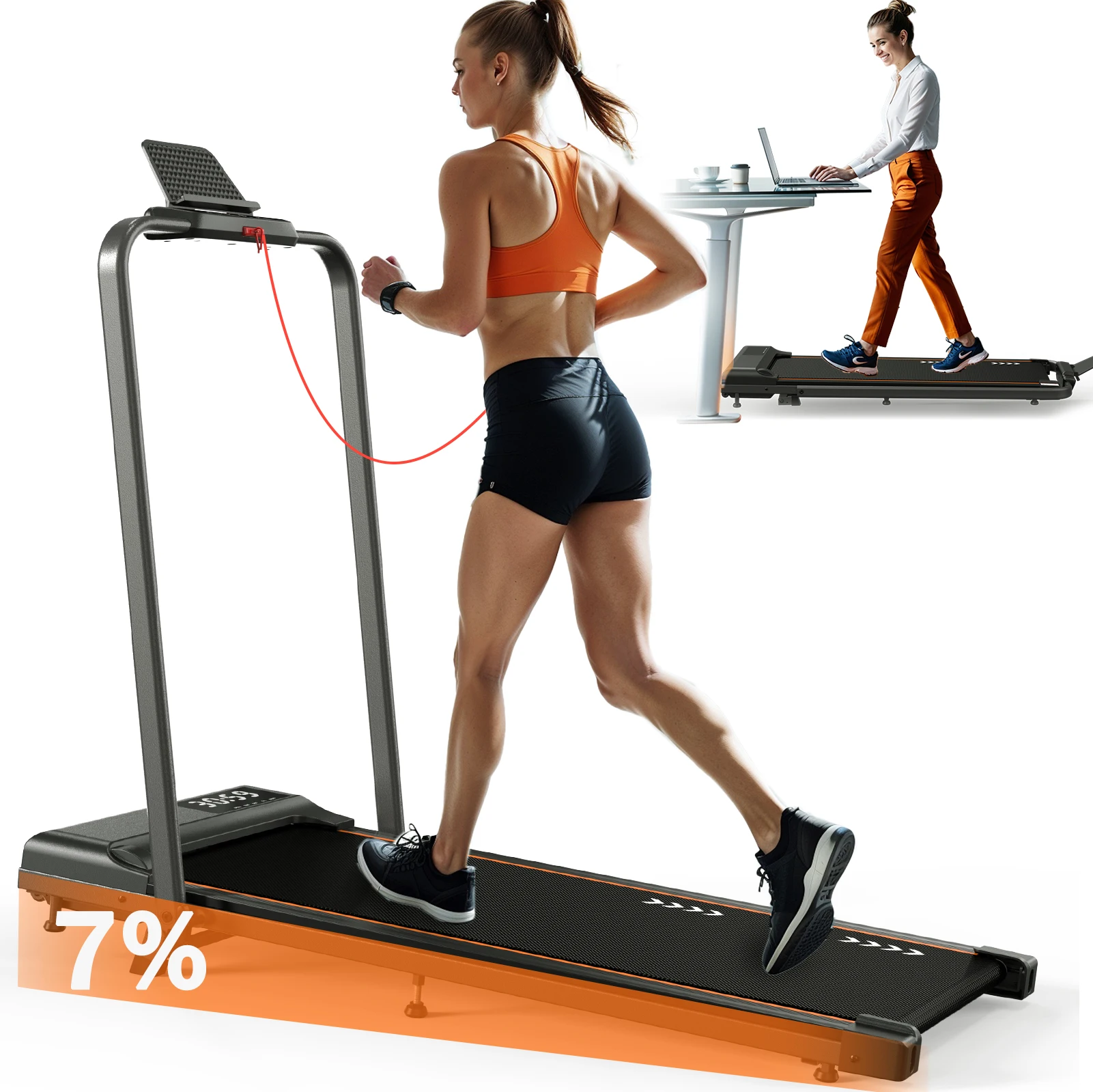 MettleMatic faltbares Heimlaufband | 1–12 km/h 2,25 PS Motor 7 % Neigung | 100-kg-Last 7-lagige Oberfläche | Keine Installation für Zuhause Image