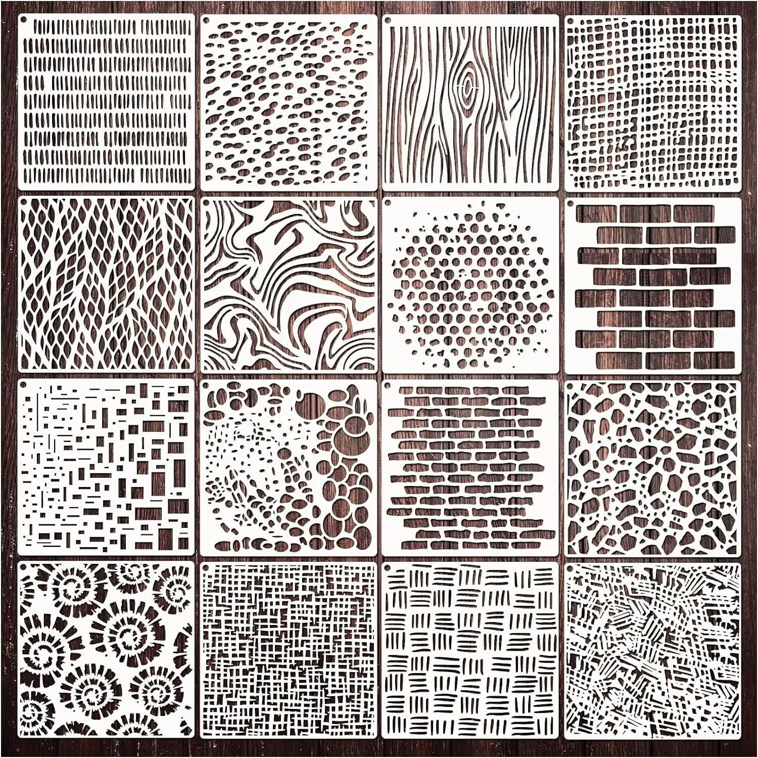 Bview Art 16 wiederverwendbare strukturierte Malschablonen – kreatives Scrapbooking- und Tagebuch-Dekorationsset Image