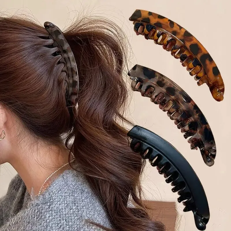 Schildpatt Banane Haarspange Fischförmige Haarnadel für Frauen Haarschmuck Haarklammern Twist Clamp Pferdeschwanz Haarspangen Kopfbedeckung Image