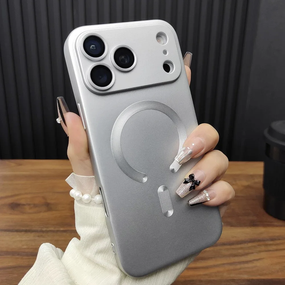 Ultradünne Metallic-Lackierung für Magsafe Magnetische Hülle für iPhone Air 17 16 E 15 14 13 12 11 Pro Max Plus Silikon Matt Weiche Abdeckung Image