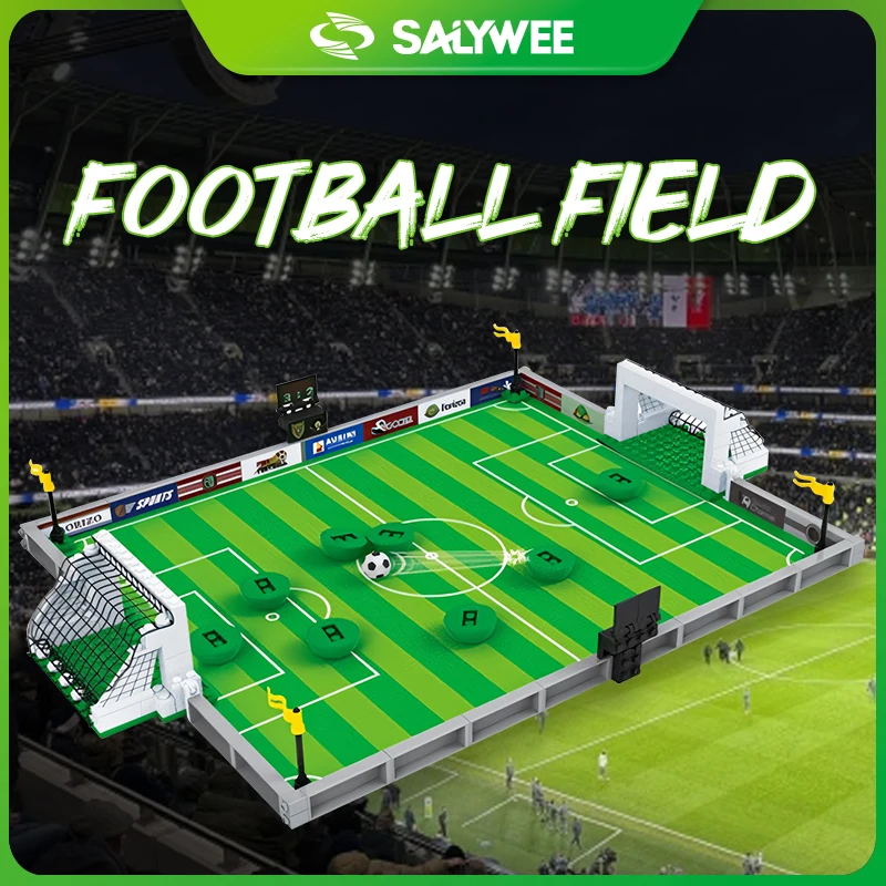 SALYWEE DIY Sportplatz-Bausteine, Fußball-Basketball-Beachvolleyball-Szenenmodell, Kreatives Sammlerstück-Geschenk für Fans-Dekoration Image