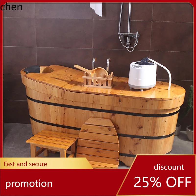 HT Holzbadeimer für Erwachsene, zum Einweichen, Baden, Holzeimer, Fußbad, Massivholzeimer, Badewanne