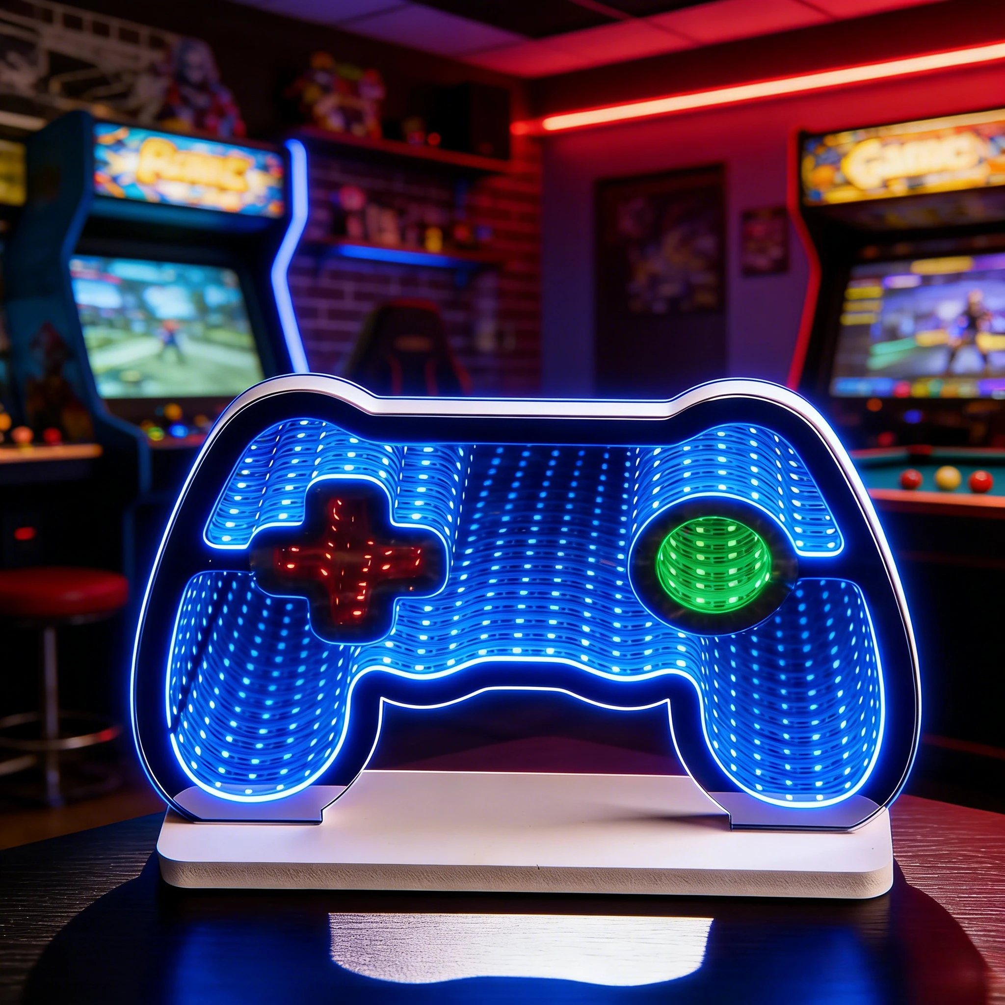 Gamepad Infinity-Spiegel-Licht 3D LED-Nachtlicht USB-Betrieben Gaming-Raum-Deko Coole Gamer-Geschenke für Schlafzimmer Schreibtisch Teenager Jungen Kinder