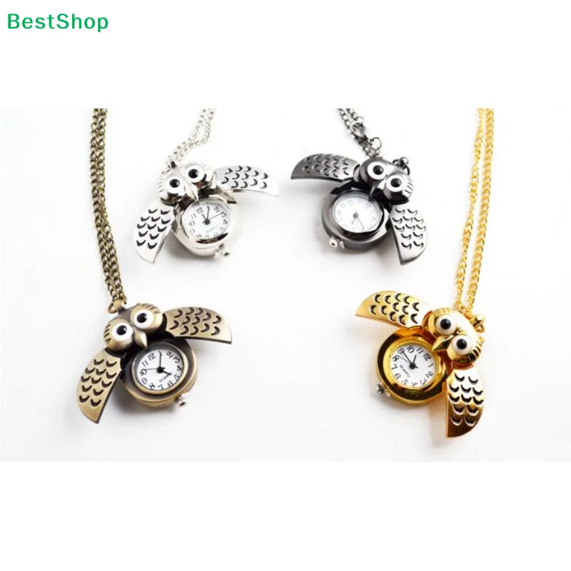 〔R〕Vintage Eulen-Taschenuhr-Halskette – Halskette mit Uhr aus Legierung für Mode und als Geschenk Image