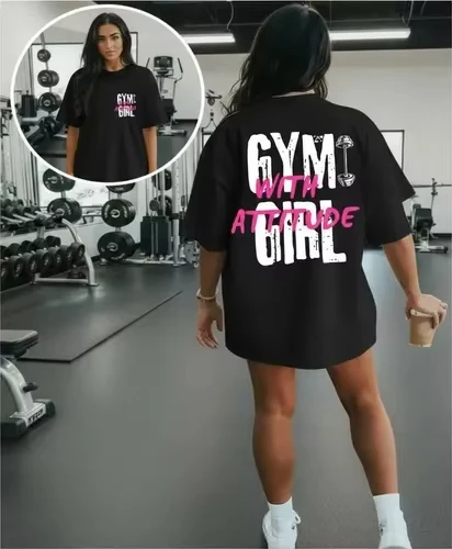 Herren und Damen Gym-T-Shirt mit Attitude-Grafik, Schwarz, Lässiges Strick-T-Shirt mit Rosa-Weißem Schriftzug, Kurzarm, Rundhals 2026