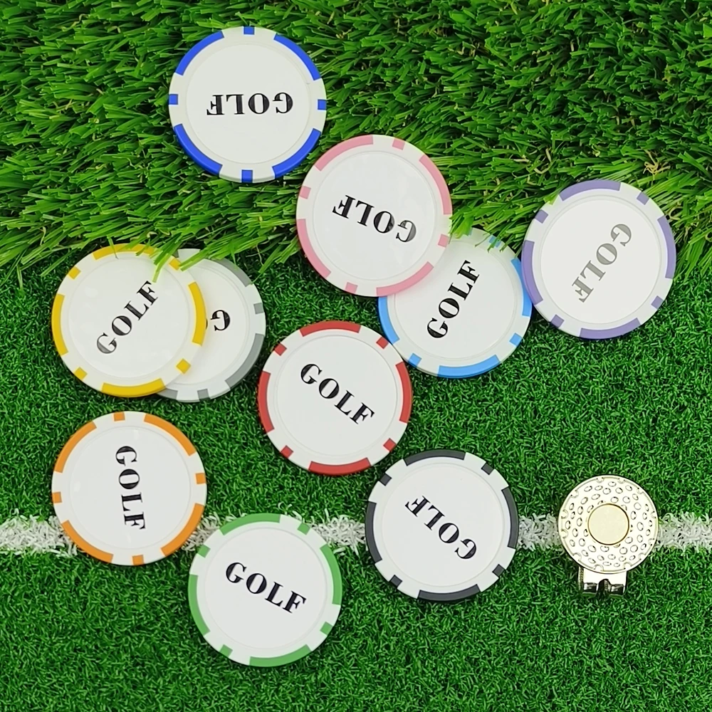 10 Stück Golfball-Marker mit Golf-Hutclip-Werkzeug, 8 Farben, Golf-Marker-Chips, Outdoor-Golf-Zubehör, Spielgeschenk ﻿ Für den Vatertag Image