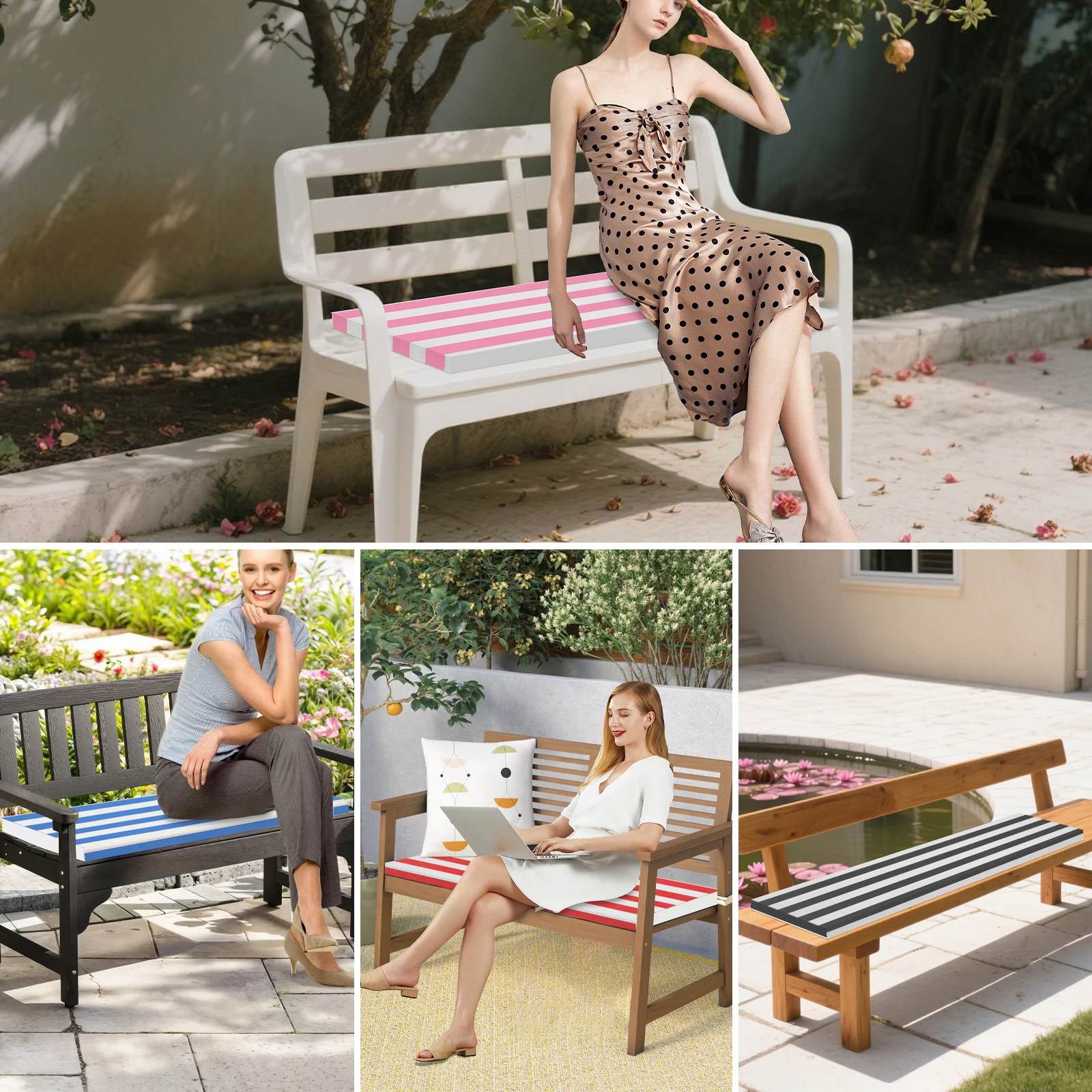 50D Outdoor-Bankkissen, bequemes Schwammbankkissen mit Reißverschluss, wasserdichtes Sitzkissen für Terrassen-Loungesessel