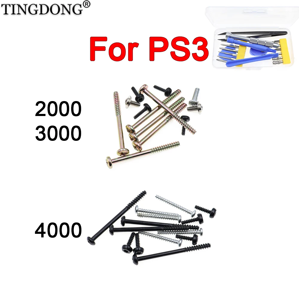 Komplettes Set schwarzer Kunststoffschrauben für PS3 Slim 2000 3000 4000 Konsole, Schraubenset, Schraubenkit, Reparaturteile Image