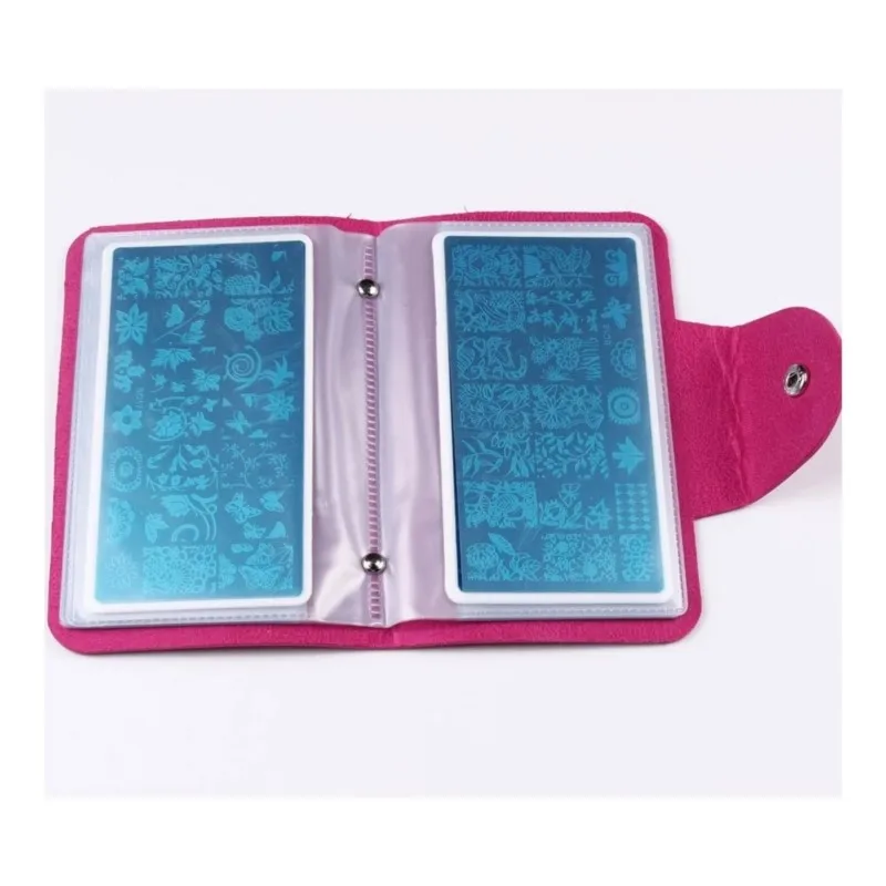1Pcs Große Rechteckige Nail art Stamping Platte Halter 12X6cm 20Slot Leere Vorlage Lagerung Organizer PU leder Nagel Platte Fall Image