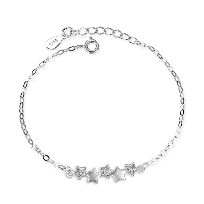 Hochwertiges Armband aus 925er Sterlingsilber mit österreichischen Kristallsternen, Charms für Damen und Mädchen, Armreifen, Schmuck, Geburtstagsgeschenke Image