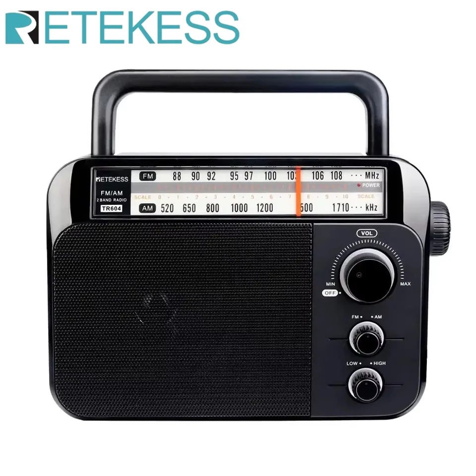 RETEKESS TR604 AM FM-Radio, tragbarer Plug-in-Radio-Transistor, angetrieben durch 3 D-Batterien oder AC 220 V für Senioren und Zuhause Image