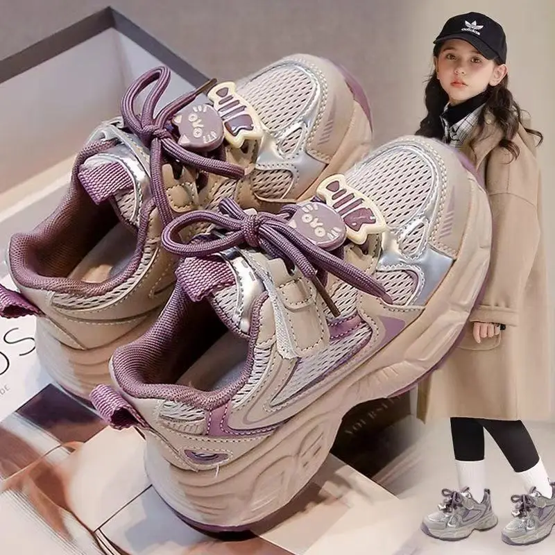 Kinderschuhe 2024 Neue Kleinkind Mädchen Sportschuhe Weiche Sohle Atmungsaktiv Outdoor Tennis Mode Kinder Sneakers Größe 26-37