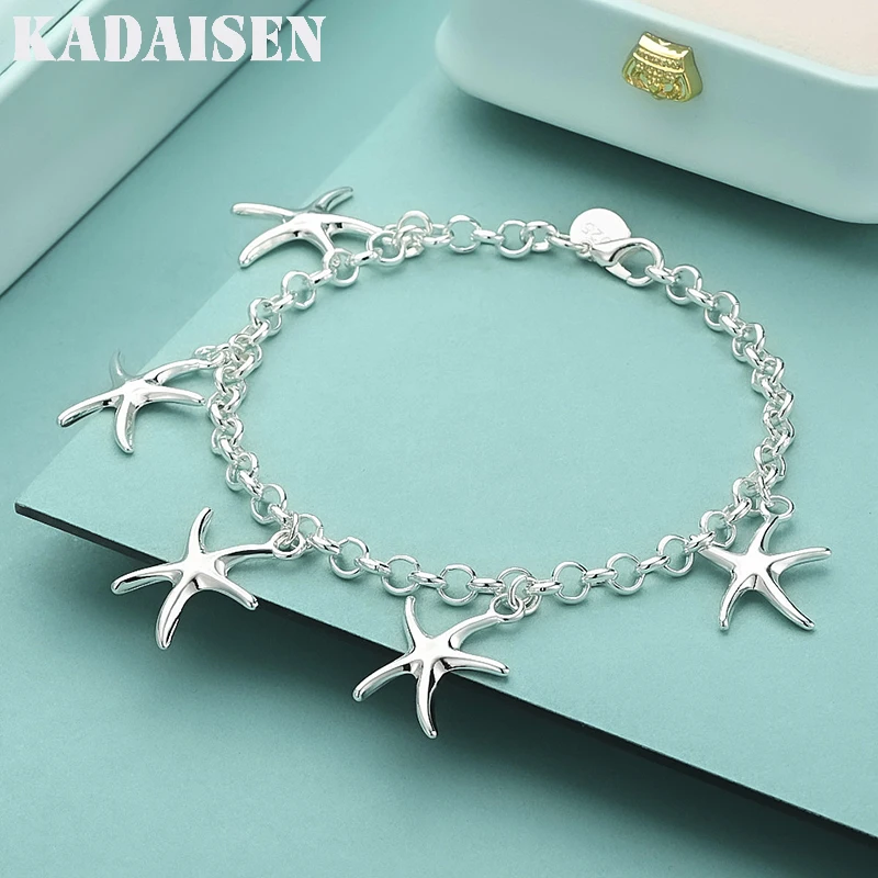 Beauty Fashion Top-Qualität aus 925er Sterlingsilber, Schmuck, Charm-Armbänder mit Sternen, niedliche Kette für Frauen, Damen, Geschenke, H193 Image