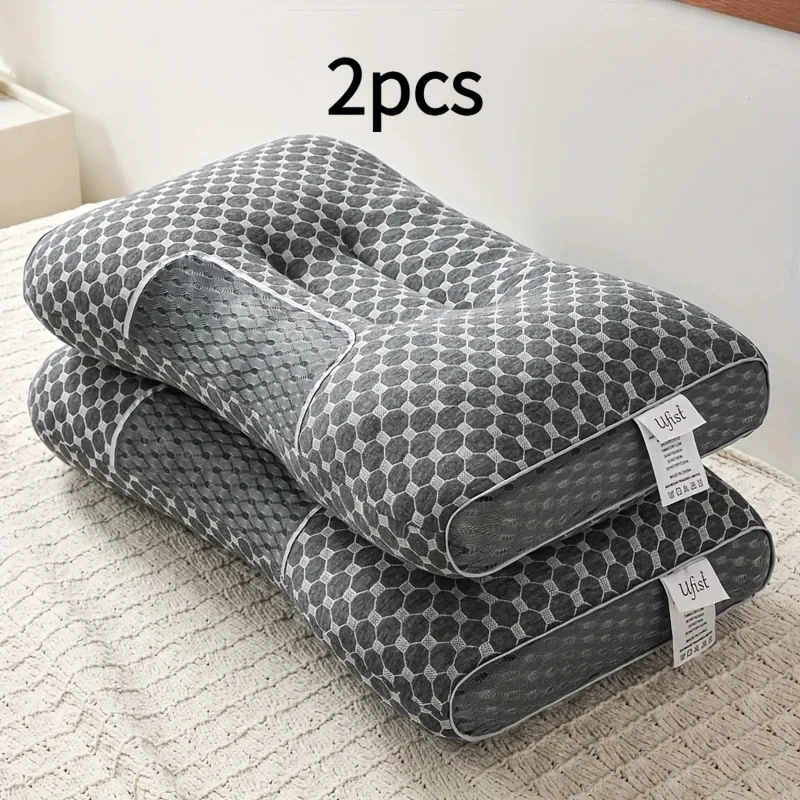 2 Stück Massage-Nackenkissen, verstellbar, ergonomisch, orthopädisch, Konturstützkissen, hochwertiger Kern, ganzjähriger Komfort beim Schlafen Image