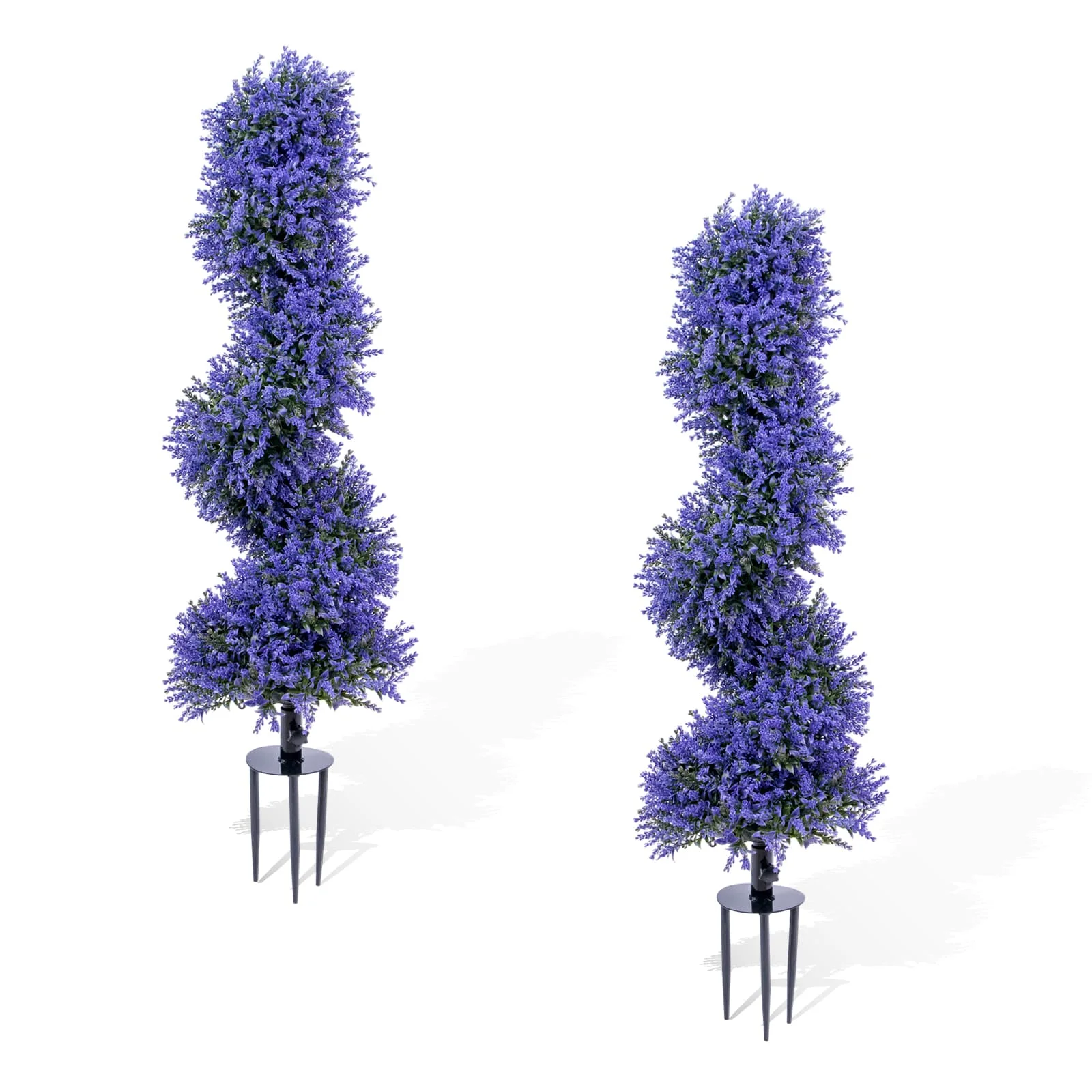 2 Stück Künstliche Lavendel-Spiralbäume mit Bodenspieß, 90 cm, Kunstpflanze für den Außenbereich, künstliche Pflanze für Veranda- und Gartendekoration Image