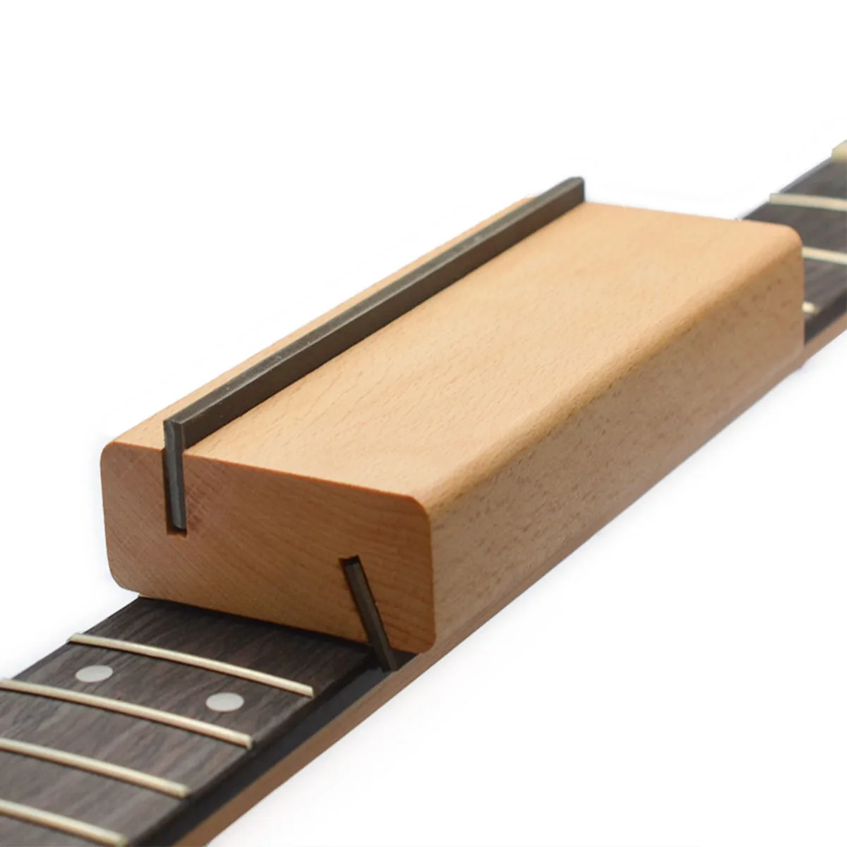 Miwayer 1-teilige Gitarren-Bundkronen- und Endabschrägungsfeile – Ahornholzgriff mit 30°-Abschrägung ° Fasenung & 90° ° Flush File für Gitarre/Bass Image