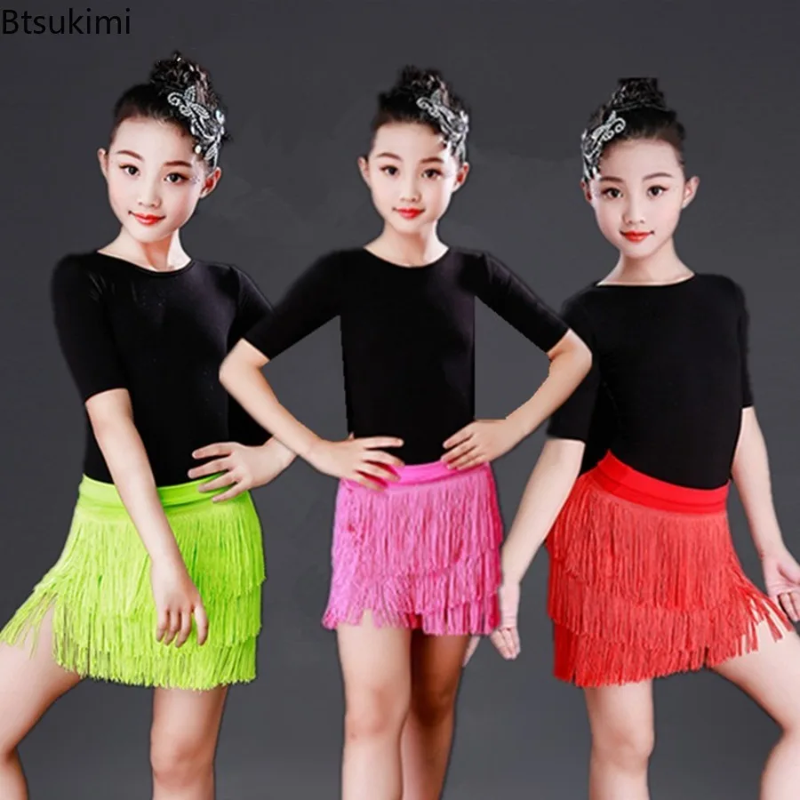 Neue Mode Mädchen Fransen Latin Dance Röcke Tägliche Praxis Latin Performance Kleidung Quasten Latin Ballroom Dance Tragen für Kinder Image