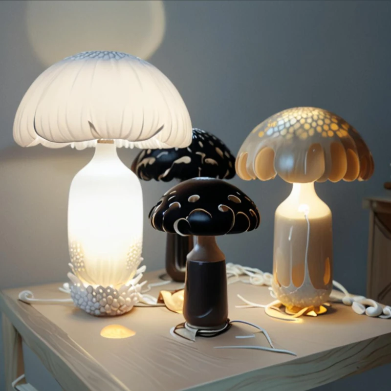 Nordic Atollo Tischlampe Pilz Tischlampe für Schreibtisch Wohnzimmer Esszimmer Schlafzimmer Nachttisch Metall LED Desktop Dekor Lampe