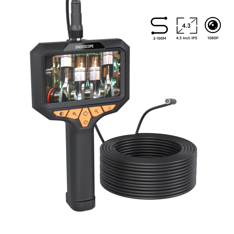 2-100m 4,3-Zoll IPS-Bildschirm Industrie-Endoskop 8mm 1080P HD-Kamera mit geteiltem Design Handheld-Boreskop für die Inspektion von Autos und Abwasserkanälen Image