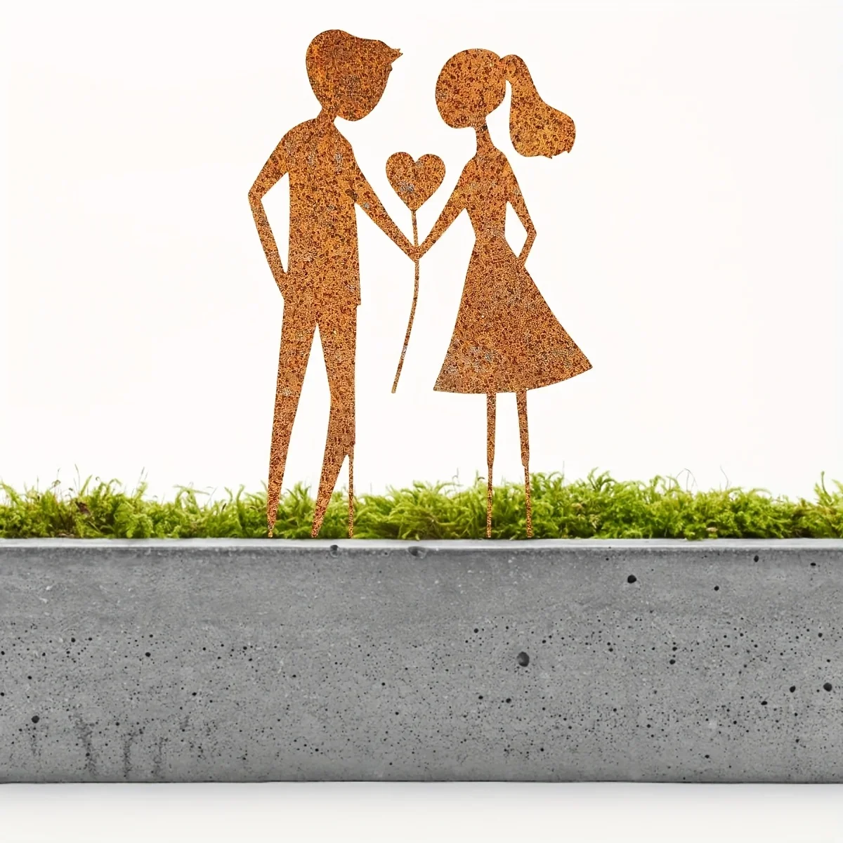 1 Stück Herzförmige Metall-Gartendekoration im Rost-Liebes-Thema für Terrassen, Balkone, Blumentöpfe, Perfektes Hochzeitsgeschenk Image