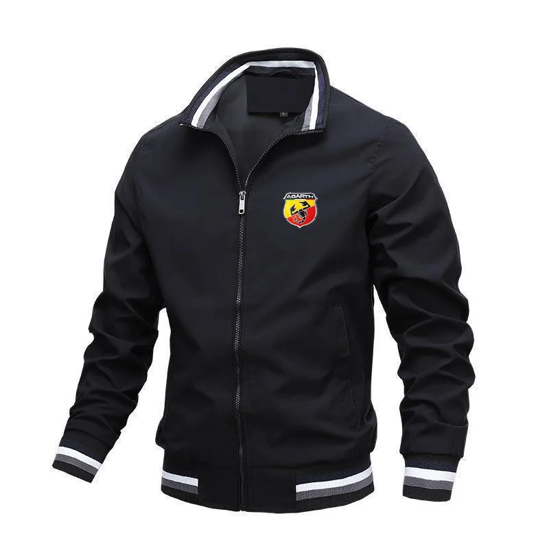 Neue männer und frauen Motorrad Winddichte Jacke Für Fiat Abarth Auto Zipper Jacke BMW Gedruckt Revers Einfarbig Jacke männer Image