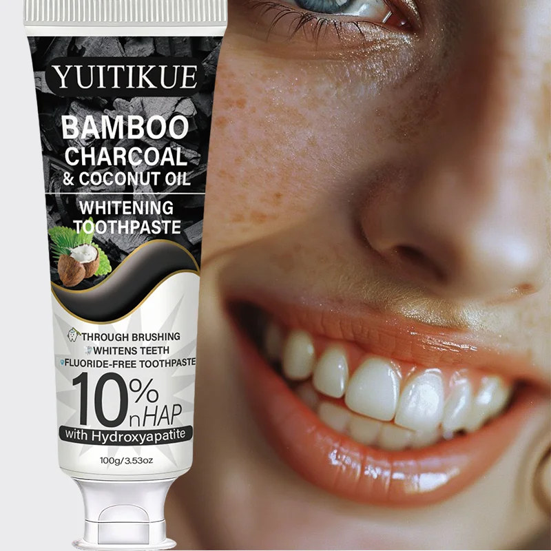 YUITIKUE Bambuskohle-Zahnpasta - Fluoridfreie, zahnfleischfreundliche Formel für natürlichen Zahnglanz, 100g Image