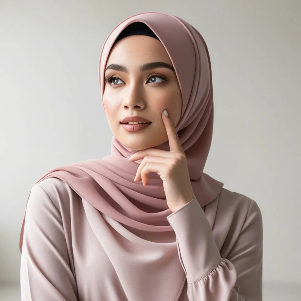 26color Muslim Fashion Einfarbiger Chiffon-Kopftuch, ethnischer Wickelschal, atmungsaktiv und nicht stickig, 70x170cm langer Hijab für alle Jahreszeiten Image