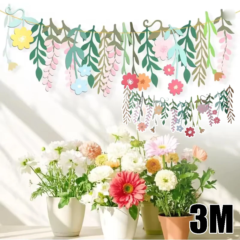 Blumen-Girlande für Geburtstagsfeiern, Frühlingsblumen-Dekoration, Perfekt für Tischdekoration und Hintergründe bei Feiern Image