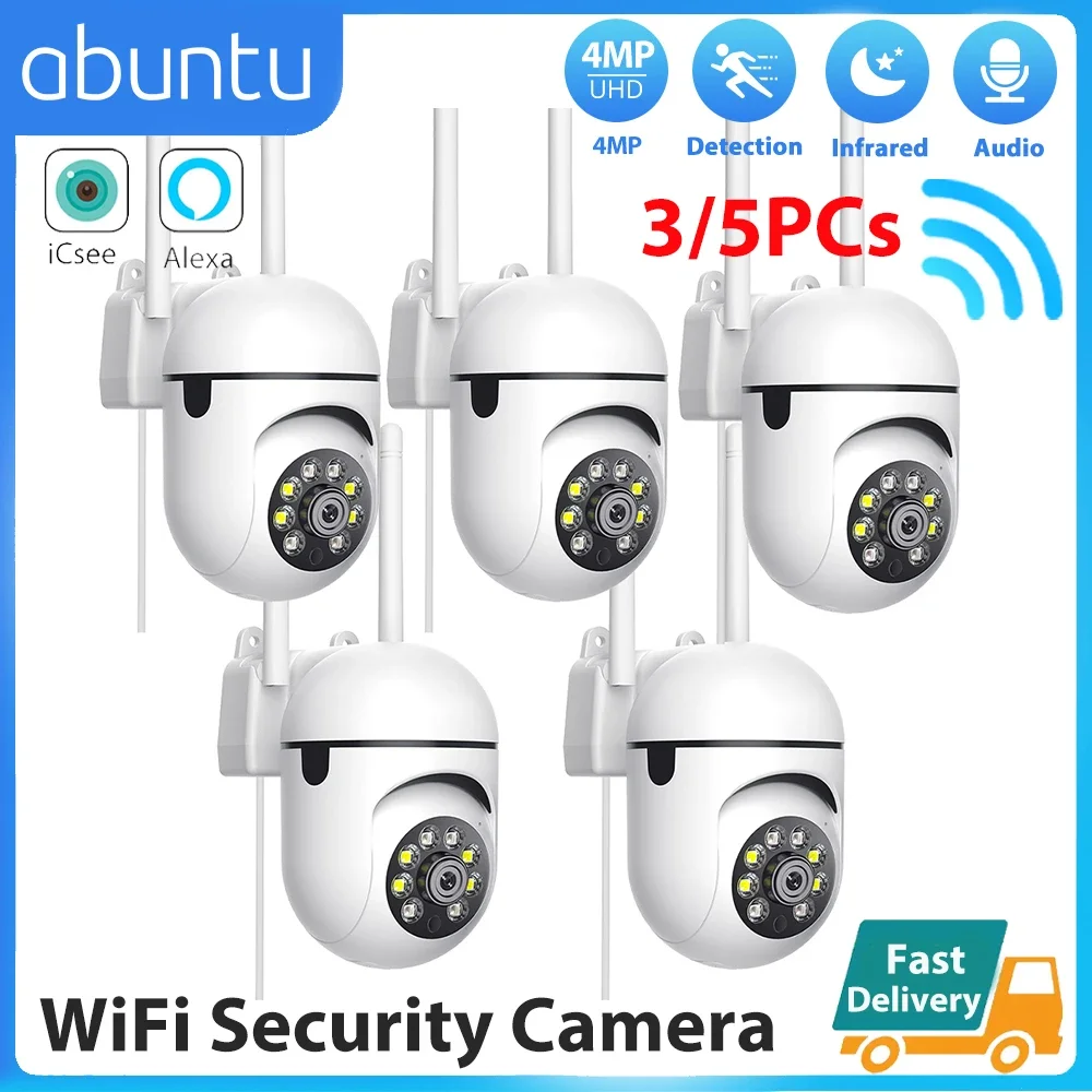 3/5 Stück PTZ WLAN-Sicherheitskamera 4MP Mini ICSEE App Überwachungskamera mit Menschenerkennung Nachtsicht Haussicherheitsschutz Image