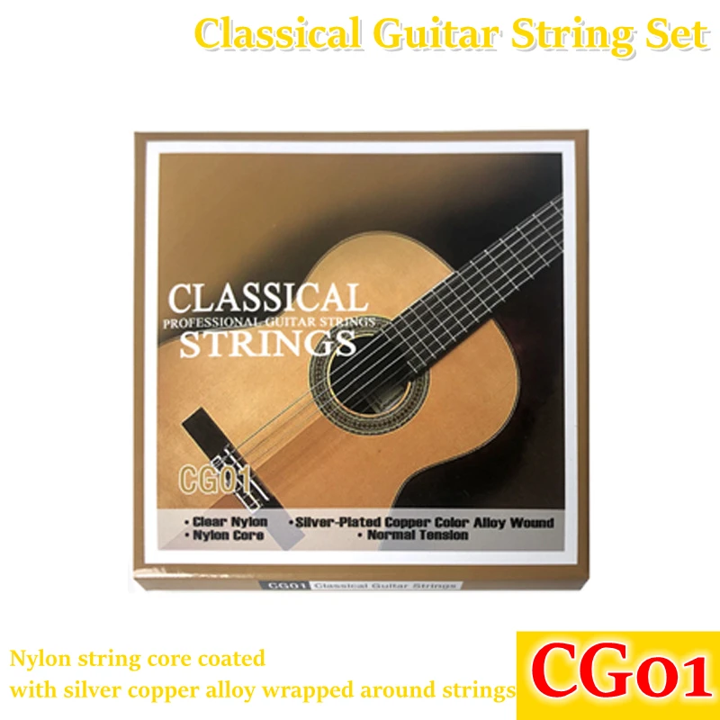Akustikgitarrensaiten, klassische Gitarre, mit Nylon umwickelte Saiten, 6-teiliges Set, mit versilberter Kupferlegierung umwickelte Saiten Image