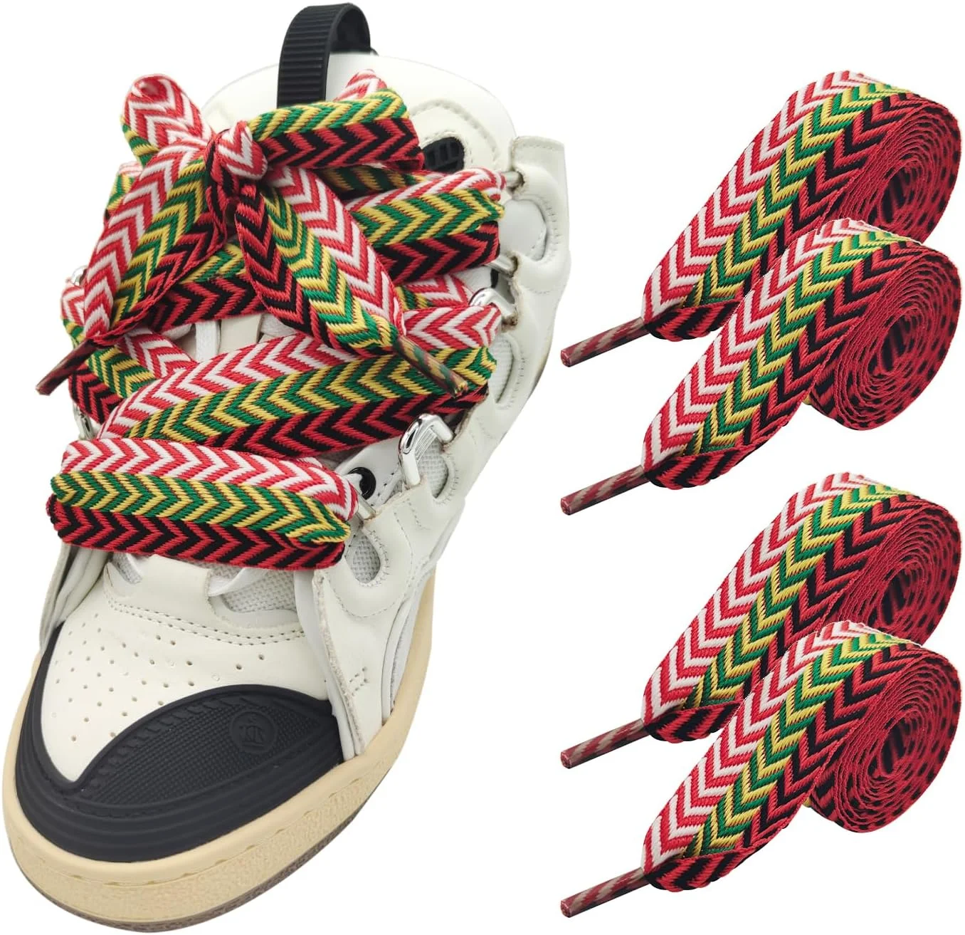 NEUE 1,5 cm breite, dicke Schnürsenkel für Sneaker – Fette Schnürsenkel zum Austausch, zweifarbiges Muster, Unisex-Schuhzubehör Image