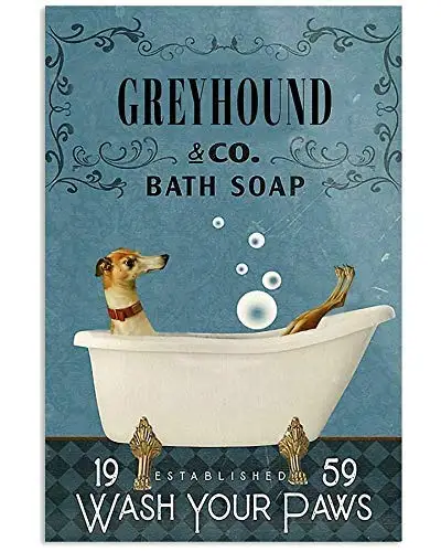 Laquaud Süßes Schild Vintage Lustiger Windhund Badeseife Company Erstaunliches Laquaud Metallschild Home Cafe Wanddekoration Ostern Mutter;s Image