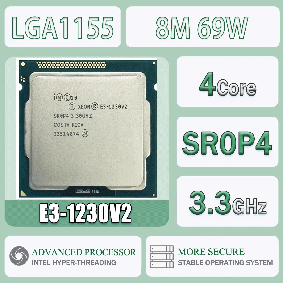 Intel Xeon E3-1230V2 Quad-Core 3,3 GHz 8M 69W E3 1230 V2 Computer CPU Prozessor Server E3 1230V2 Paket LGA 1155