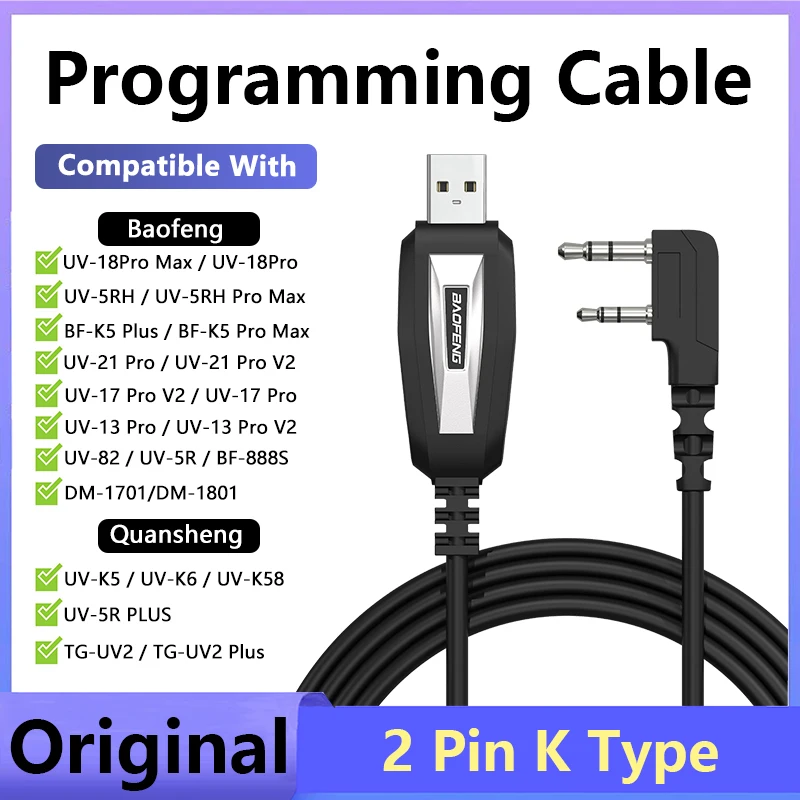 USB-Programmierkabel mit CD für Baofeng UV-5R UV 888S UV-S9PLUS UV-13 16 17 21 Pro Quansheng UV-K5 5R Plus Walkie Talkie Radio Image