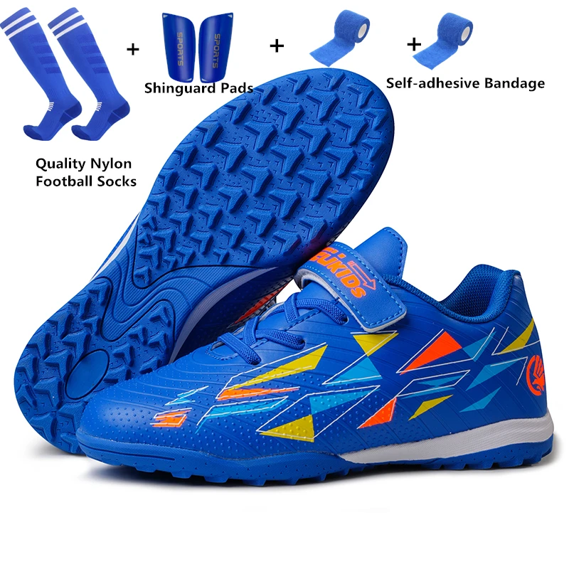 Professionelle Kinder-Fußballschuhe Größe 29-39 Jungen Fußballschuhe mit Klettverschluss Atmungsaktive Langlebige Sportschuhe für Kinder