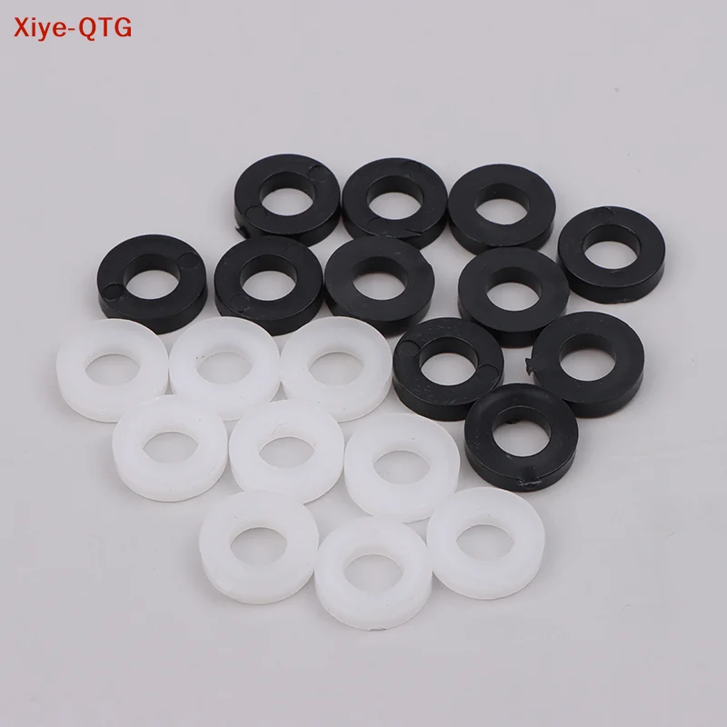 NEU 100 Stück Nylon-Unterlegscheiben für Trommelschrauben, Trommelösen, weiß-schwarz, Nylon-Flachunterlegscheiben, dicke, robuste Ausführung Image