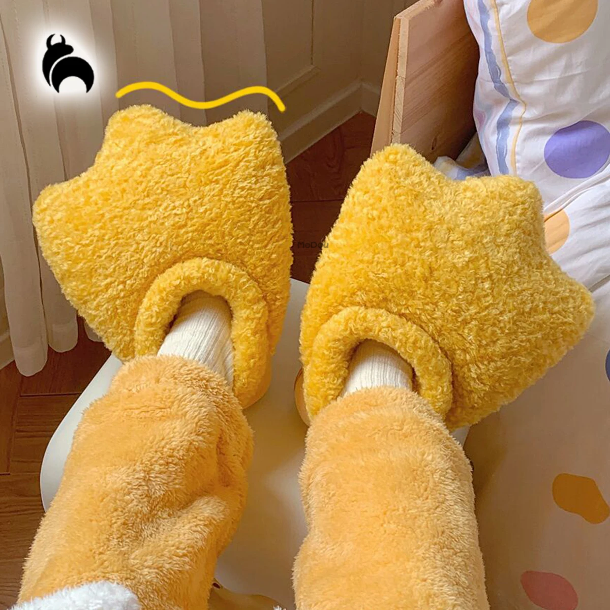 Entenpfoten-Baumwollhausschuhe für Damen, Winter, für den Innenbereich, warm, rutschfest, vollständig bedeckende Ferse, Eltern-Kind-Schuhe, Damen-Hausschuhe