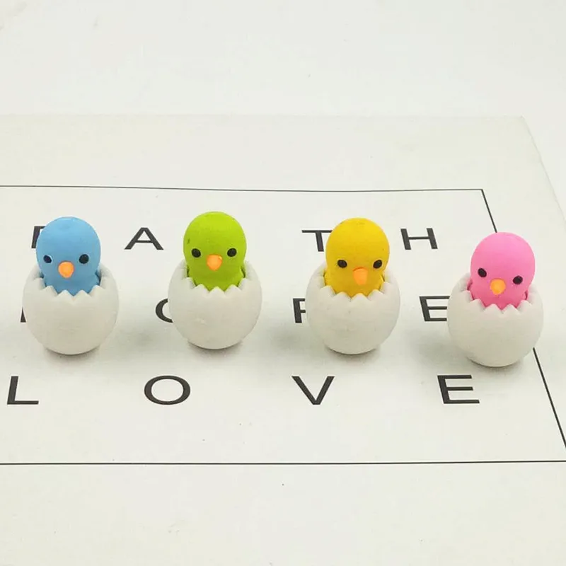 Schulbedarf Internet-Berühmtheit Kreativer Ei-Huhn-Radiergummi Abnehmbarer Schüler-Cartoon Niedliches Tier-Eierschalen-Kawaii-Schreibwaren Image